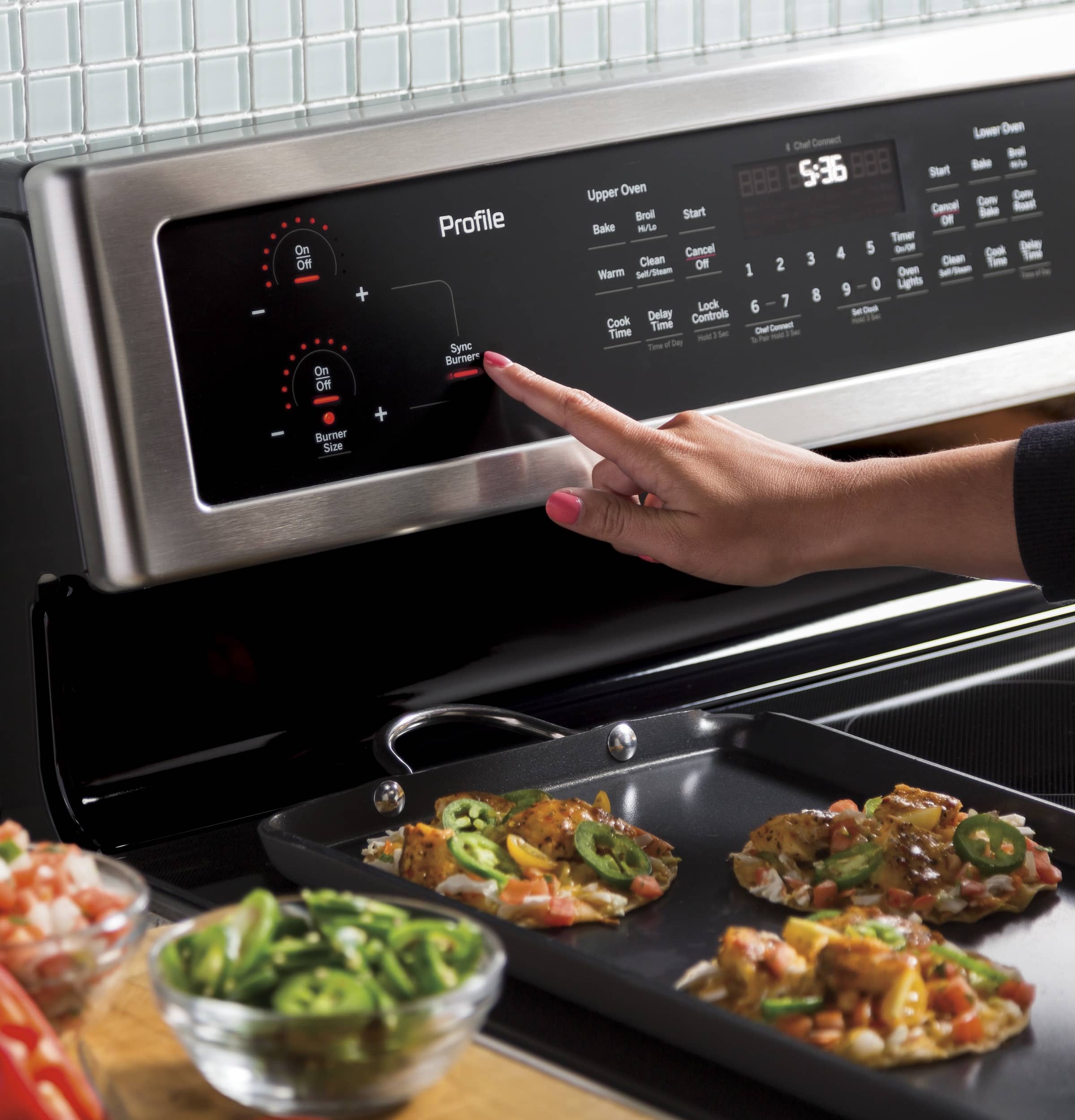 GE - Profile Series 6.6 Cu. Ft. Self-Cleaning Freestanding Double Oven Electric Convection Range - Stainless steel - Alt_View_Standard_15
