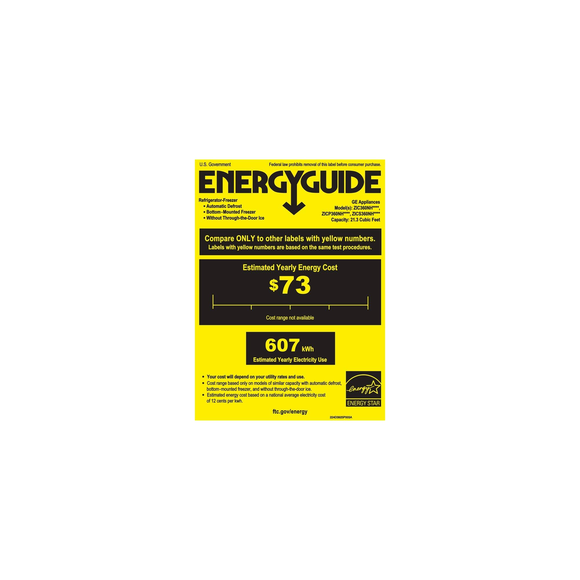 Monogram - 21.3 Cu. Ft. Bottom-Freezer Refrigerator - Stainless steel - Energy_Guide