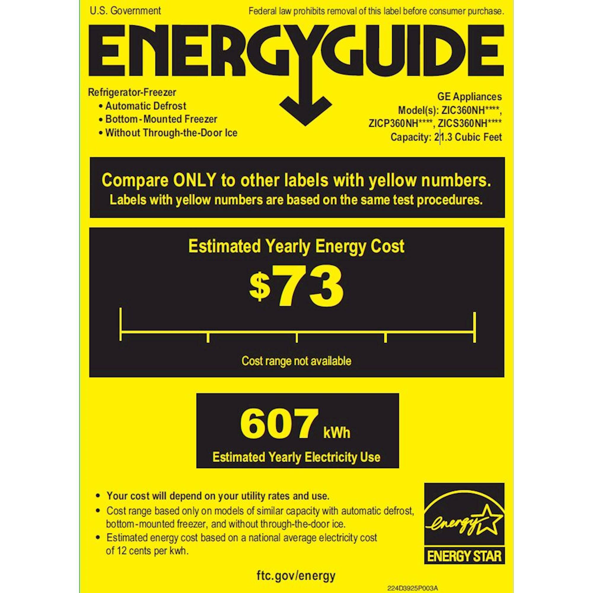 Monogram - 21.3 Cu. Ft. Bottom-Freezer Built-In Refrigerator - Energy_Guide