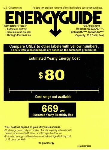 GE - 21.9 Cu. Ft. Counter-Depth Refrigerator - High-Gloss Black - Energy_Guide