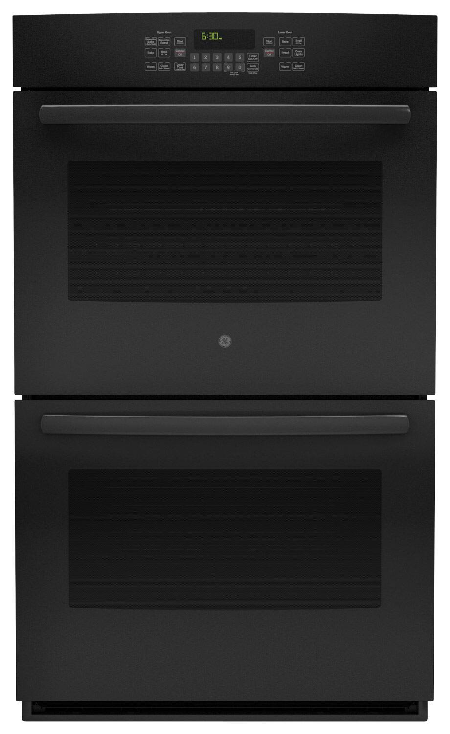 GE - 30" Built-In Double Electric Convection Wall Oven - Black - Front_Standard