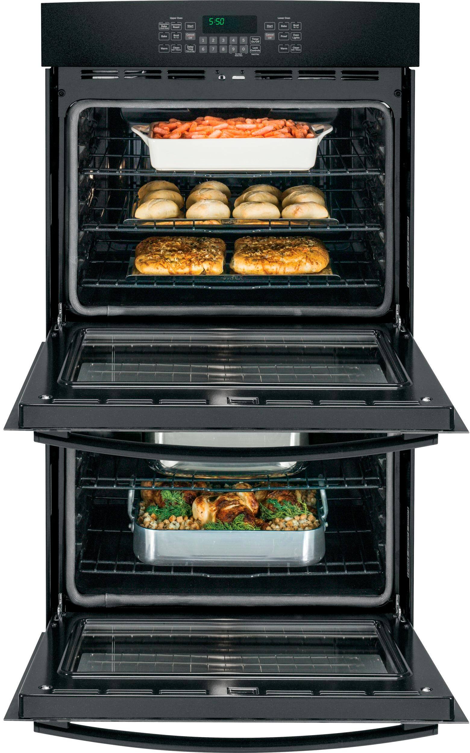 GE - 30" Built-In Double Electric Convection Wall Oven - Black - Alt_View_Standard_2