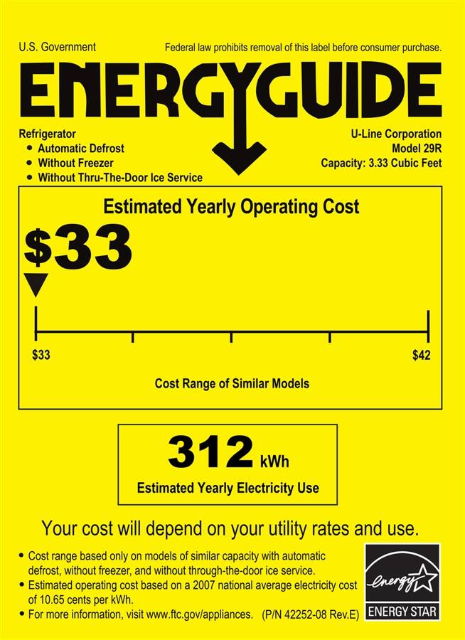 U-Line - ADA Series 3.3 Cu. Ft. Compact Refrigerator - Black - Energy_Guide