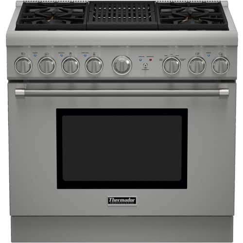 Thermador - 5.0 Cu. Ft. Freestanding Gas Convection Range - Silver - Front_Standard