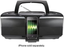Insignia - CD Boombox with FM Radio and Apple® iPhone® and iPod® Dock - Black/Gray