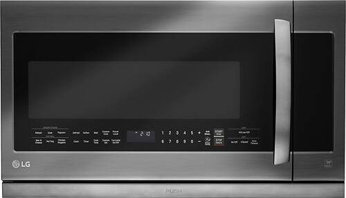 LG - 2.2 Cu. Ft. ExtendaVent 2.0 Over-the-Range Microwave with Sensor Cooking - PrintProof Black stainless steel - Front_Standard