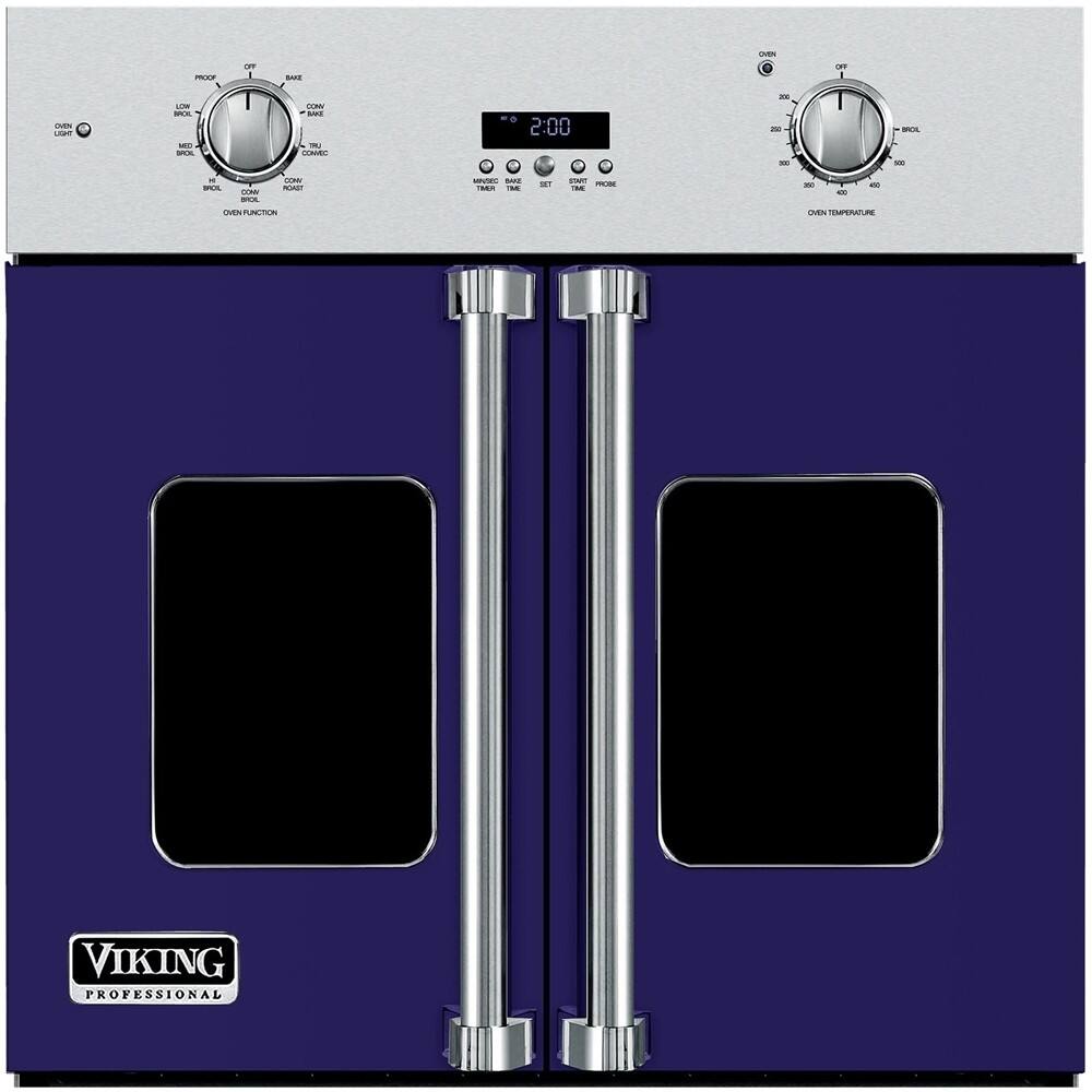 Viking - Professional 7 Series 29.5" Built-In Single Electric Convection Wall Oven - Cobalt blue - Front_Zoom