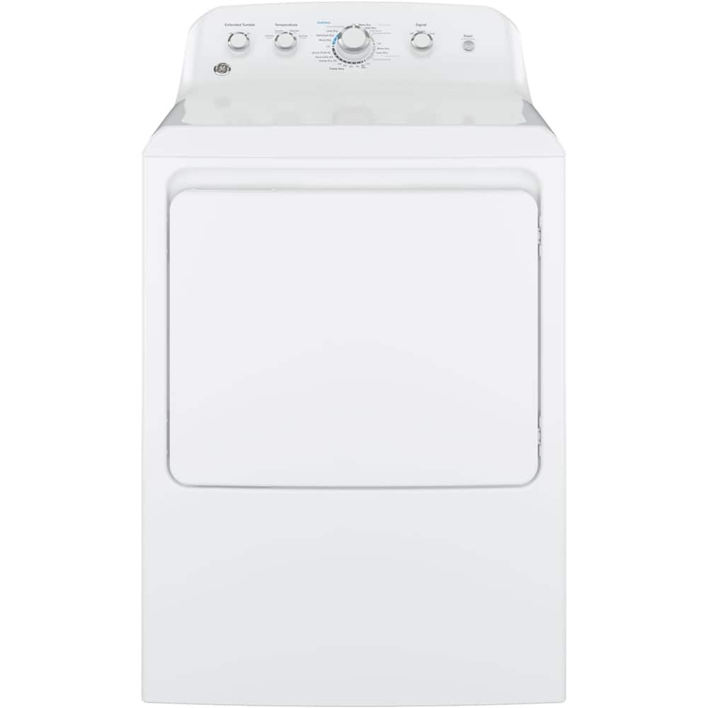 GE - 6.2 Cu. Ft. 4-Cycle Electric Dryer - White on white - Front_Zoom