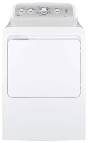 GE - 7.2 Cu. Ft. 4-Cycle High-Efficiency Gas Dryer - White with Silver Backsplash - Front_Standard