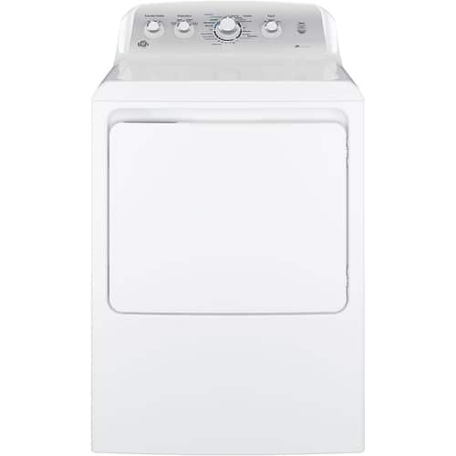 GE - 7.2 Cu. Ft. 4-Cycle Electric Dryer - White on white/silver - Front_Standard