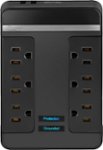 Rocketfish - 6 Outlet/2 USB Swivel Wall Tap 2100 Joules Surge Protector - Black