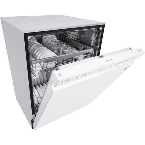 LG - 24" Front Control Built-In Dishwasher with Stainless Steel Tub - White - Angle_Standard
