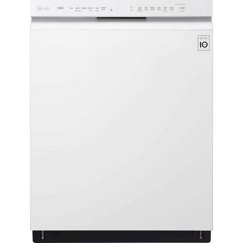 LG - 24" Front Control Built-In Dishwasher with Stainless Steel Tub - White - Front_Standard