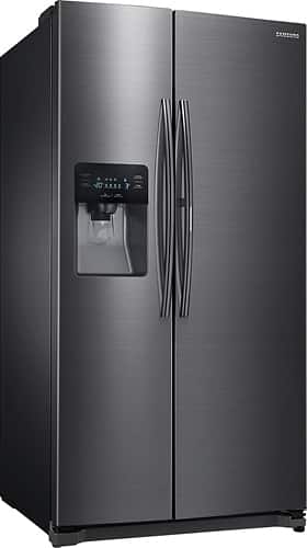 Samsung - 24.7 Cu. Ft. Side-by-Side Refrigerator with Food ShowCase and Thru-the-Door Ice and Water - Fingerprint Resistant Black Stainless Steel - Angle_Standard