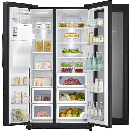 Samsung - 24.7 Cu. Ft. Side-by-Side Refrigerator with Food ShowCase and Thru-the-Door Ice and Water - Fingerprint Resistant Black Stainless Steel - Alt_View_Standard_11