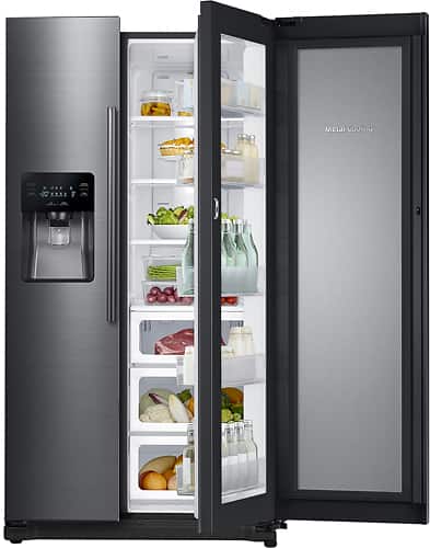 Samsung - 24.7 Cu. Ft. Side-by-Side Refrigerator with Food ShowCase and Thru-the-Door Ice and Water - Fingerprint Resistant Black Stainless Steel - Alt_View_Standard_13