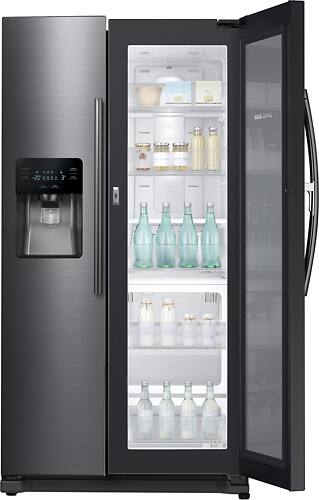 Samsung - 24.7 Cu. Ft. Side-by-Side Refrigerator with Food ShowCase and Thru-the-Door Ice and Water - Fingerprint Resistant Black Stainless Steel - Alt_View_Standard_15