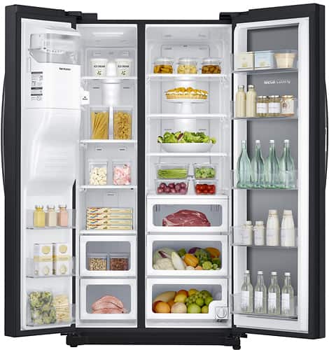 Samsung - 24.7 Cu. Ft. Side-by-Side Refrigerator with Food ShowCase and Thru-the-Door Ice and Water - Fingerprint Resistant Black Stainless Steel - Alt_View_Standard_1