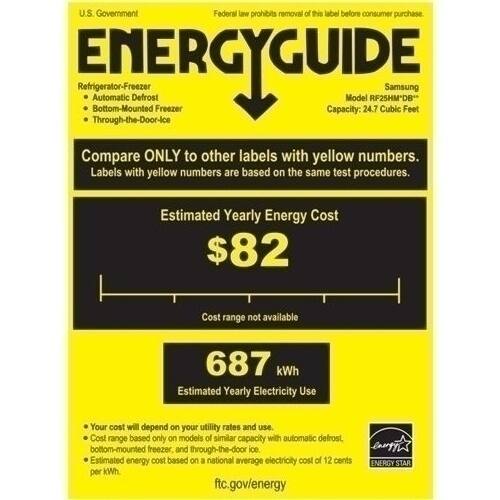 Samsung - 24.73 Cu. Ft. 4-Door Flex French Door Refrigerator - Fingerprint Resistant Black Stainless Steel - Energy_Guide