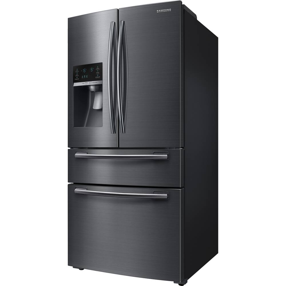 Samsung - 24.73 Cu. Ft. 4-Door Flex French Door Refrigerator - Fingerprint Resistant Black Stainless Steel - Front_Standard