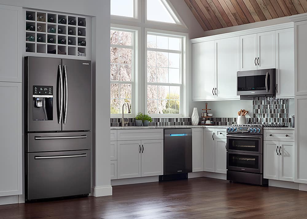 Samsung - 24.73 Cu. Ft. 4-Door Flex French Door Refrigerator - Fingerprint Resistant Black Stainless Steel - Alt_View_Standard_15