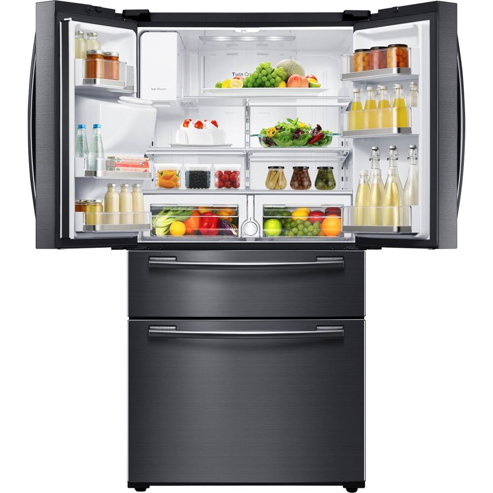 Samsung - 24.73 Cu. Ft. 4-Door Flex French Door Refrigerator - Fingerprint Resistant Black Stainless Steel - Alt_View_Standard_2