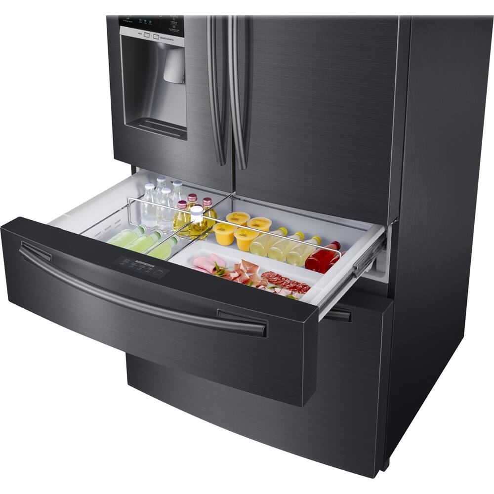 Samsung - 24.73 Cu. Ft. 4-Door Flex French Door Refrigerator - Fingerprint Resistant Black Stainless Steel - Alt_View_Standard_5