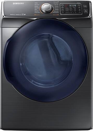Samsung - 7.5 Cu. Ft. 14-Cycle Gas Dryer with Steam - Fingerprint Resistant Black Stainless Steel - Front_Standard