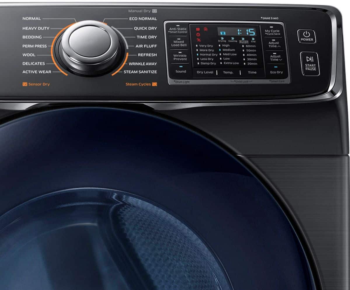 Samsung - 7.5 Cu. Ft. 14-Cycle Gas Dryer with Steam - Fingerprint Resistant Black Stainless Steel - Alt_View_Standard_13