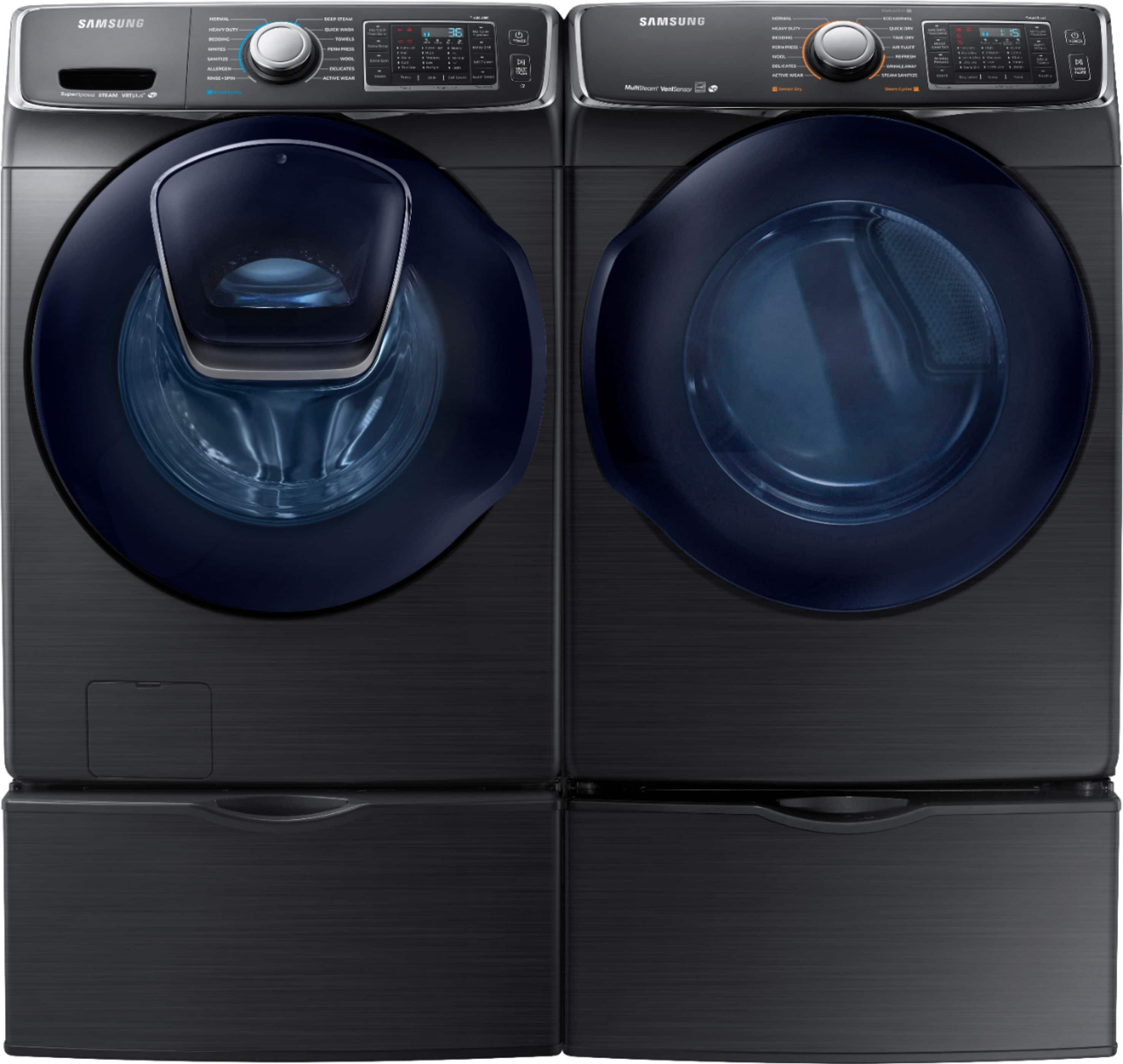 Samsung - 7.5 Cu. Ft. 14-Cycle Gas Dryer with Steam - Fingerprint Resistant Black Stainless Steel - Alt_View_Standard_14