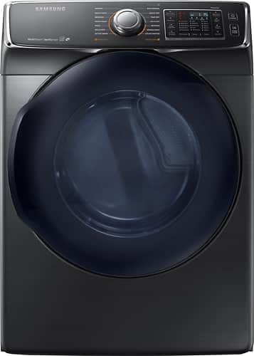 Samsung - 7.5 Cu. Ft. 14-Cycle Gas Dryer with Steam - Fingerprint Resistant Black Stainless Steel - Front_Standard