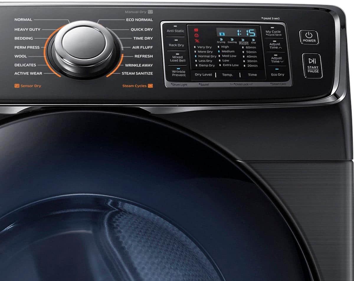 Samsung - 7.5 Cu. Ft. 14-Cycle Gas Dryer with Steam - Fingerprint Resistant Black Stainless Steel - Alt_View_Standard_13