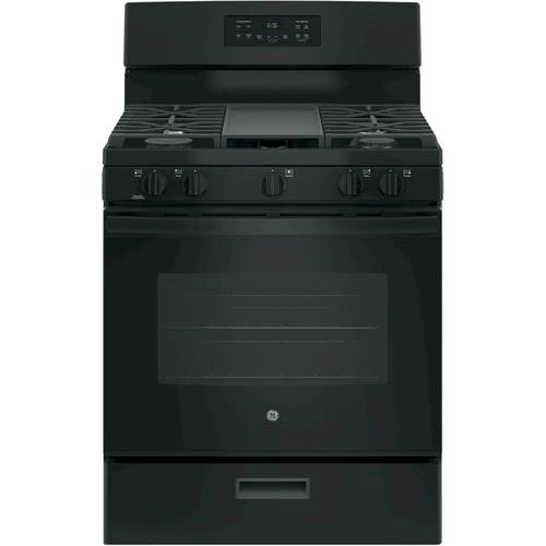 GE - 5.0 Cu. Ft. Freestanding Gas Range - Black - Front_Standard