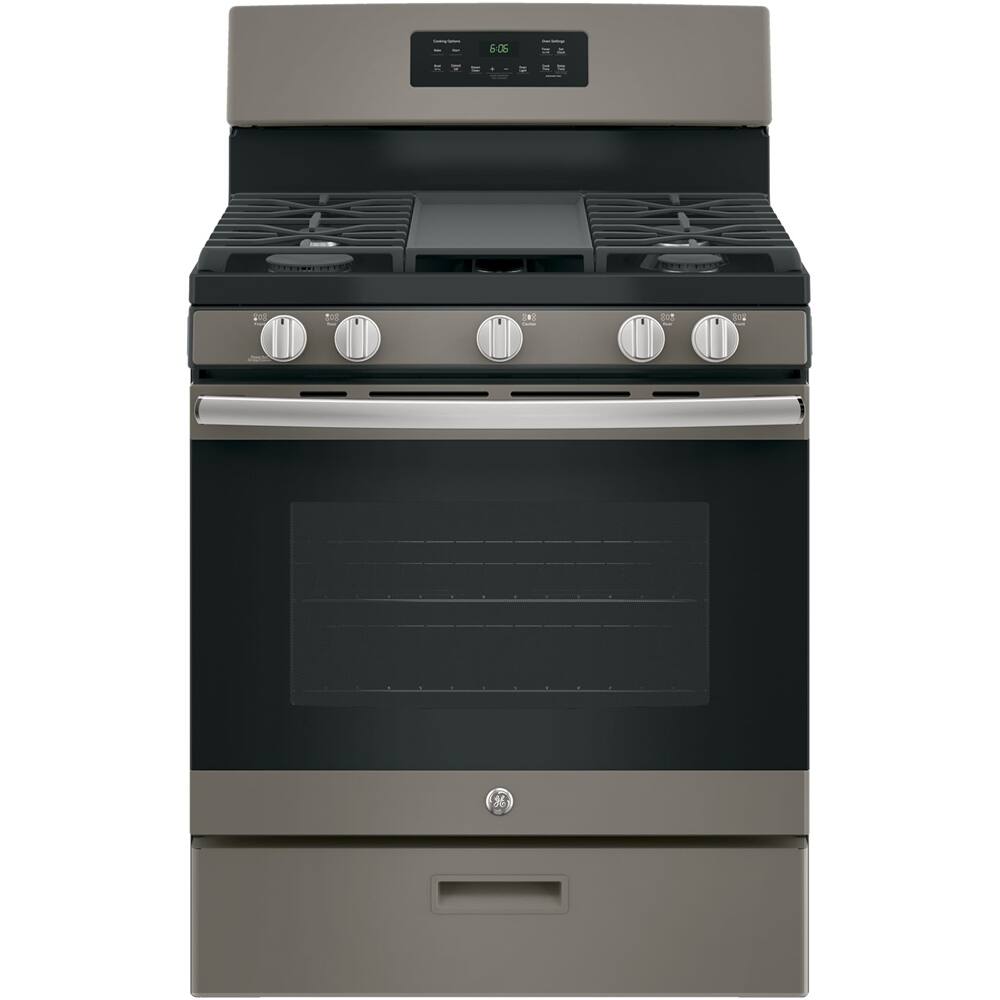 GE - 5.0 Cu. Ft. Freestanding Gas Range - Slate - Front_Standard