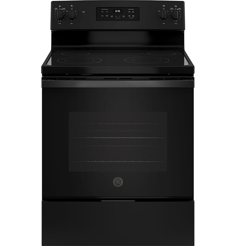 GE - 5.3 Cu. Ft. Self-Cleaning Freestanding Electric Range - Black - Front_Zoom