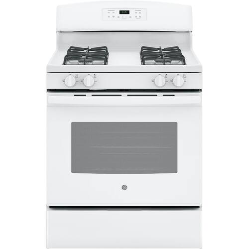 GE - 5.0 Cu. Ft. Self-Cleaning Freestanding Gas Range - White - Front_Standard