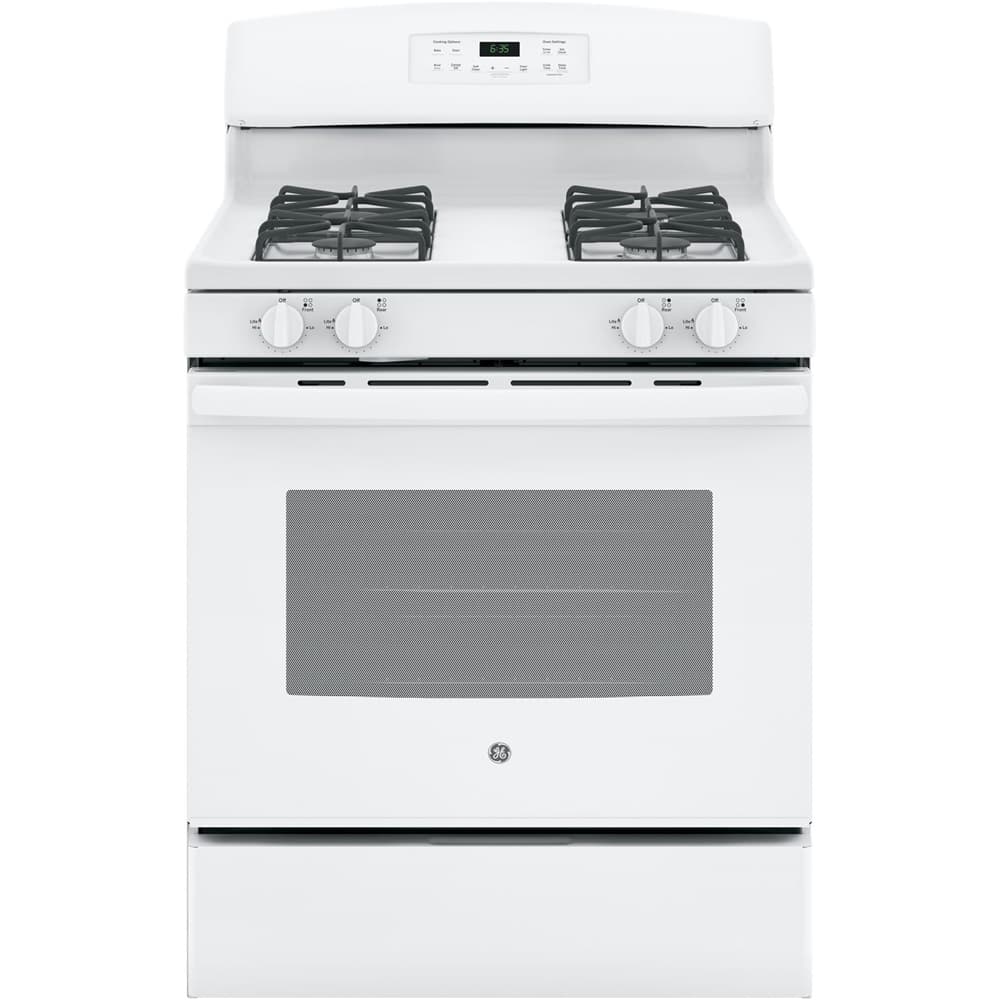 GE - 5.0 Cu. Ft. Self-Cleaning Freestanding Gas Range - White - Front_Zoom