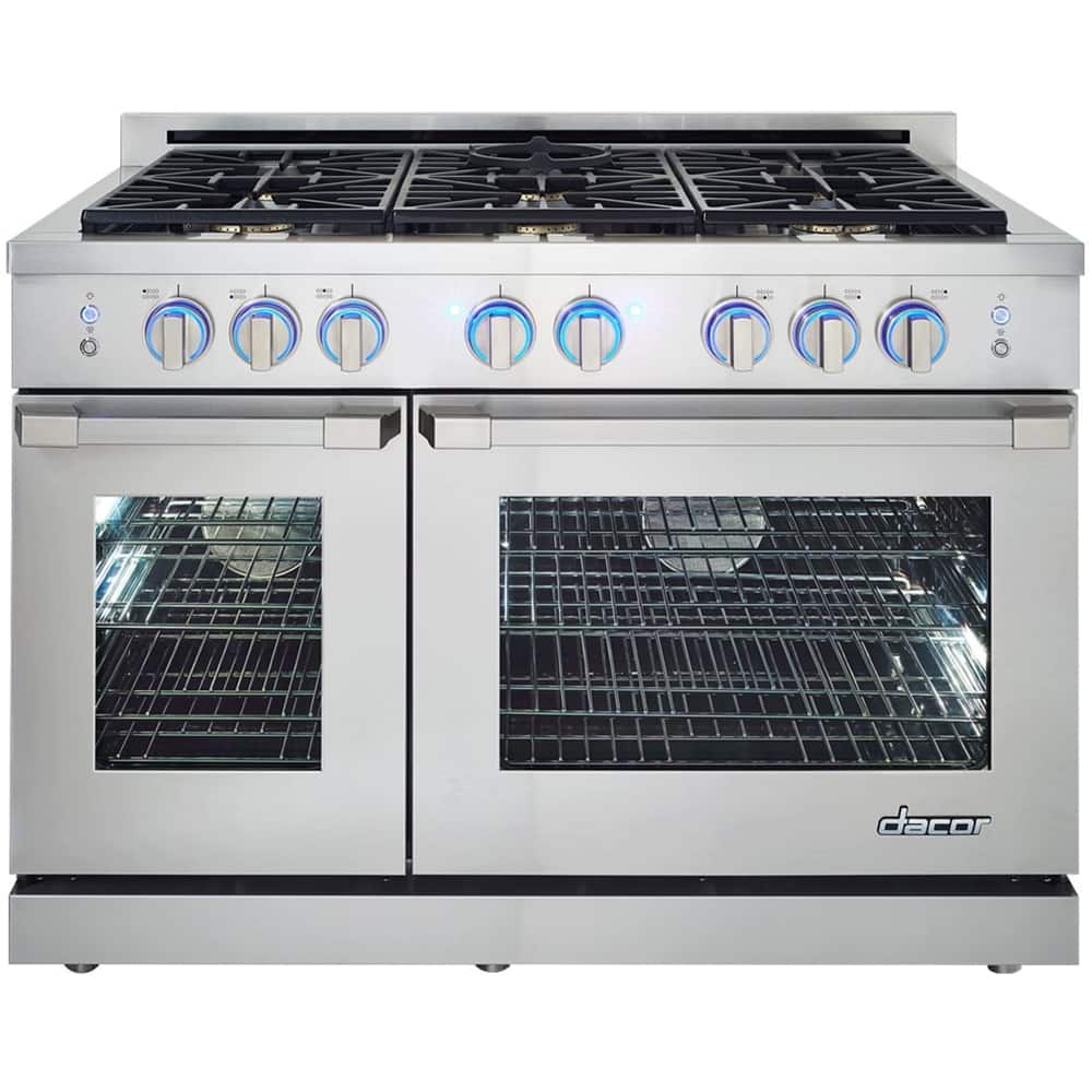 Dacor - 8.0 Cu. Ft. Self-Cleaning Freestanding Double Oven Gas Convection Range - Stainless steel - Front_Standard