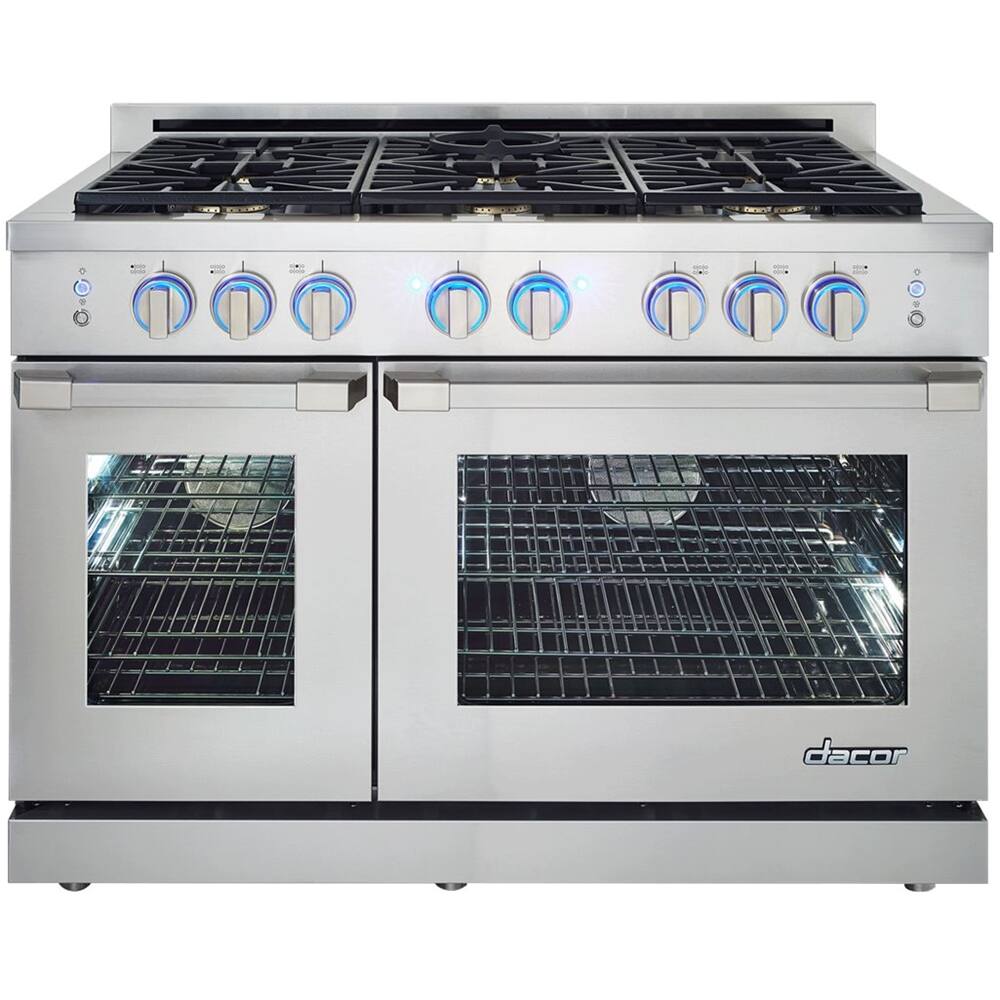 Dacor - 8.0 Cu. Ft. Self-Cleaning Freestanding Double Oven Gas Convection Range - Stainless steel - Front_Zoom