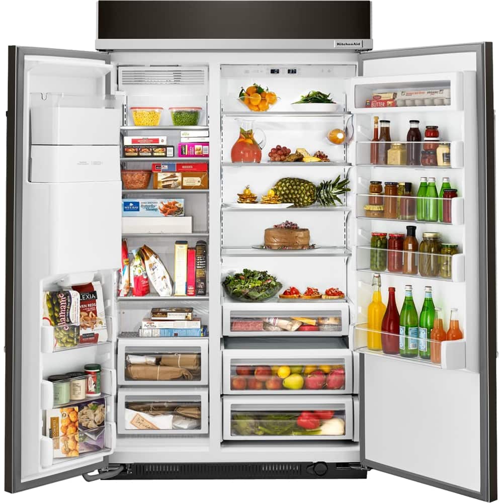 KitchenAid - 29.5 Cu. Ft. Side-by-Side Built-In Refrigerator - Black stainless steel - Alt_View_Standard_12