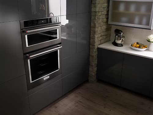 KitchenAid - 30" Single Electric Convection Wall Oven with Built-In Microwave - Black stainless steel - Alt_View_Standard_15