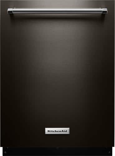 KitchenAid - 24" Top Control Tall Tub Built-In Dishwasher with Stainless Steel Tub - Black stainless steel - Front_Standard