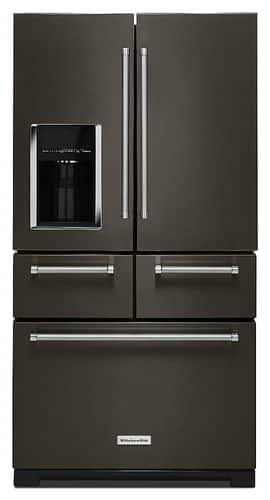 KitchenAid - 25.8 Cu. Ft. 5-Door French Door Refrigerator - Black stainless steel - Front_Standard