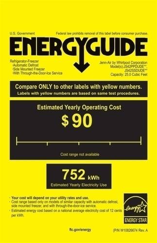 Jenn-Air - 25 Cu. Ft. Side-by-Side Built-In Refrigerator - Stainless steel - Energy_Guide