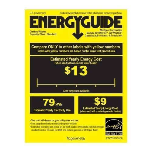 Whirlpool - 4.5 cu. ft. 12-Cycle High-Efficiency Front Load Washer with Steam - Diamond Steel - Energy_Guide
