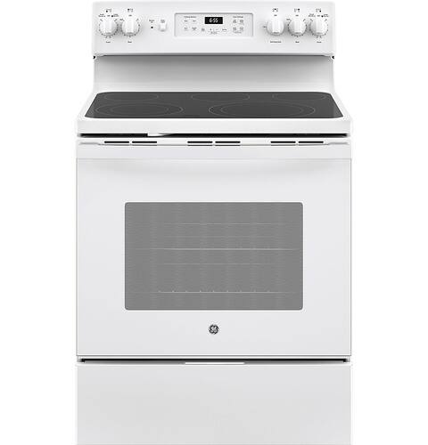 GE - 5.3 Cu. Ft. Freestanding Electric Convection Range - White