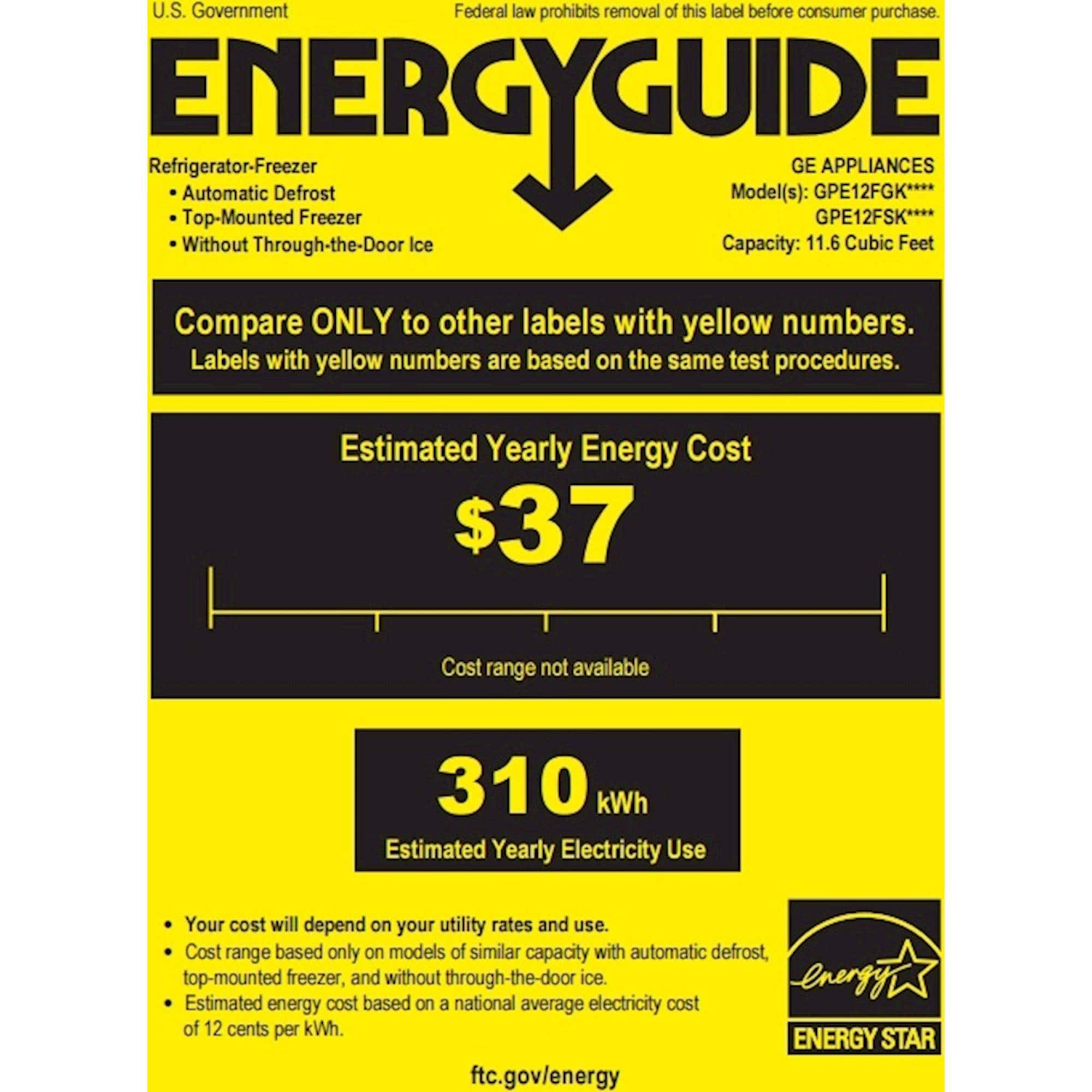 GE - 11.6 Cu. Ft. Top-Freezer Refrigerator - Black - Energy_Guide