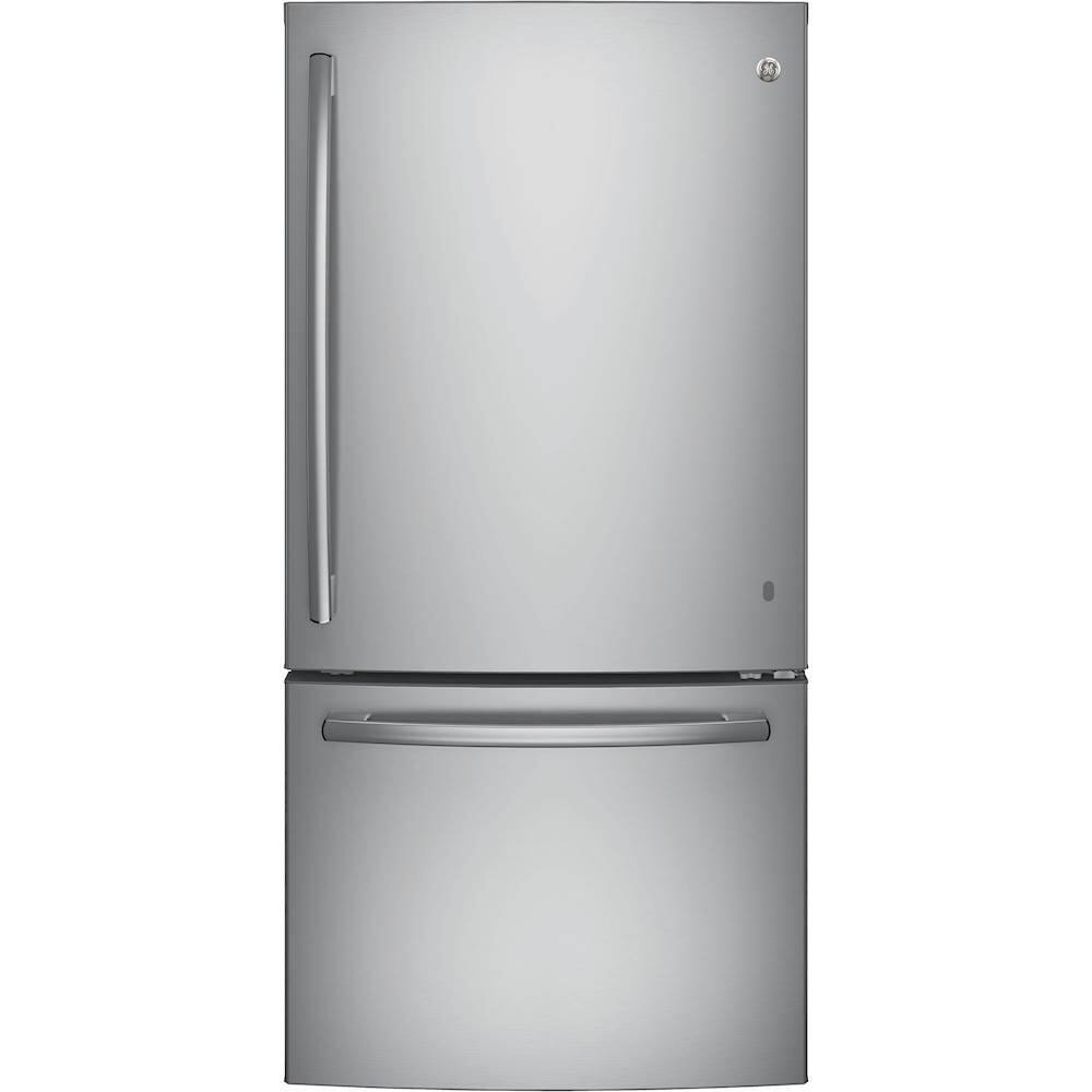 GE - 24.9 Cu. Ft. Bottom-Freezer Refrigerator - Stainless steel - Front_Zoom
