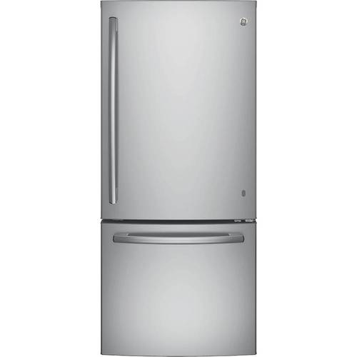 GE - 20.9 Cu. Ft. Bottom-Freezer Refrigerator - Stainless steel