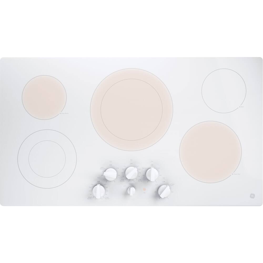 GE - 36" Electric Cooktop - White on white - Front_Zoom